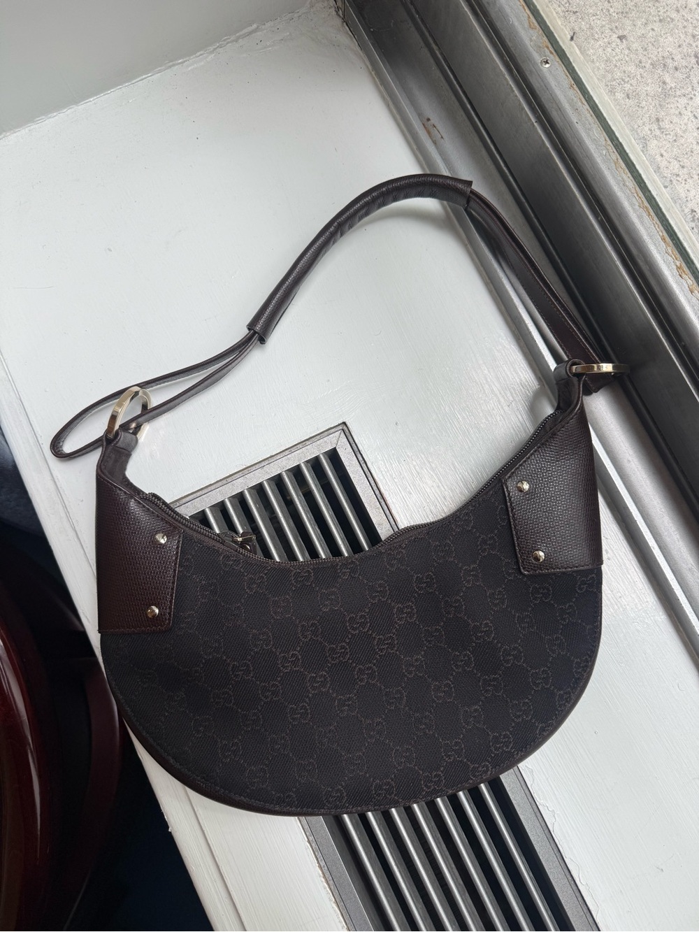 Gucci Dark Brown Crescent Shoulder Bag